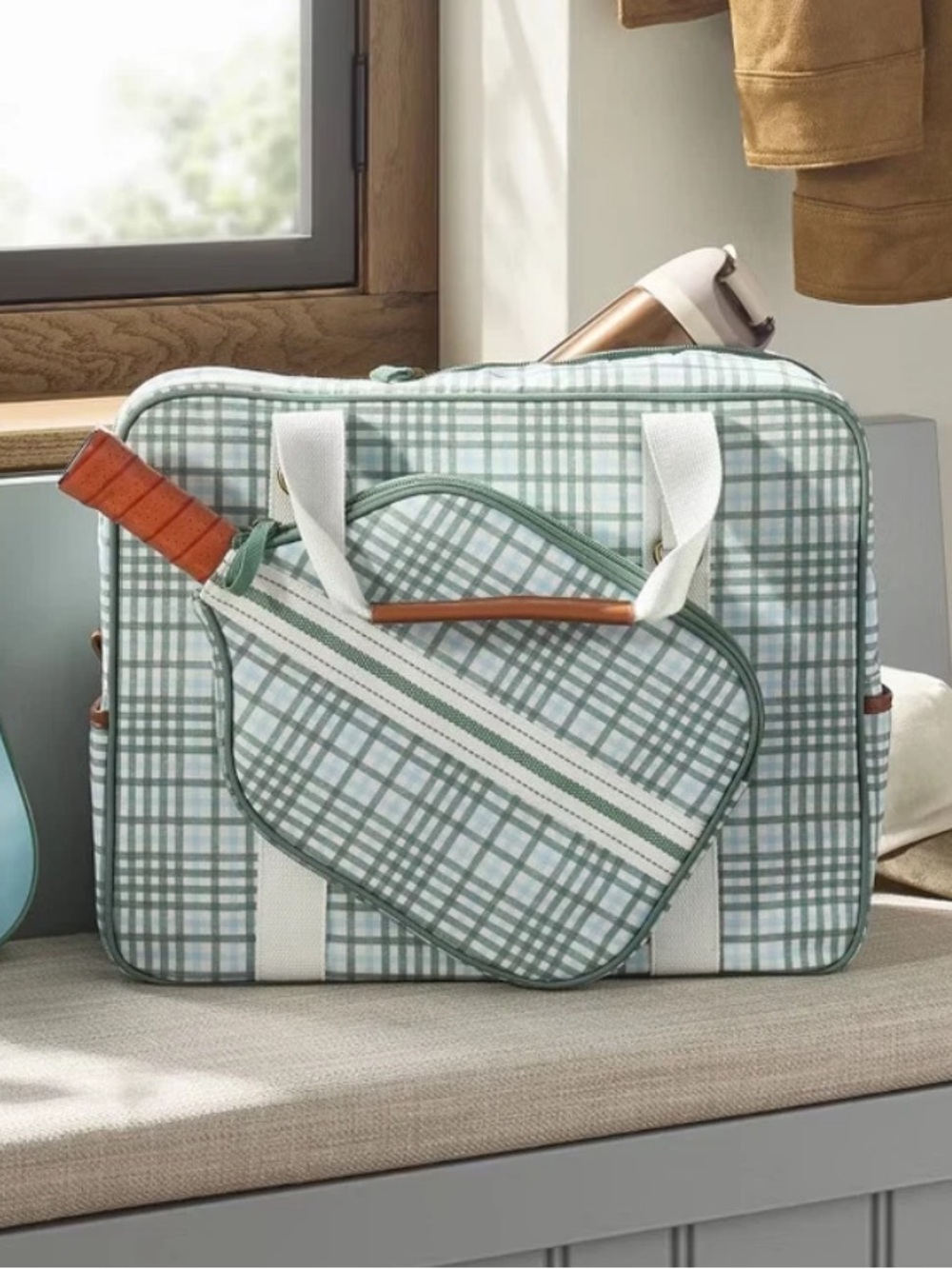 Plaid Pickleball Bag & Paddle Cover Set Green/Blue - Hearth & Hand with Magnolia